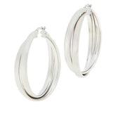 Bellezza White Bronze Layered Hoop Earrings, 1.5"